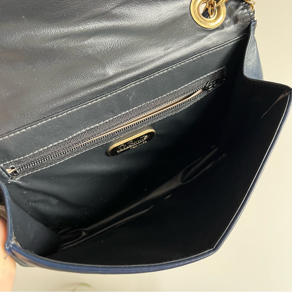 Vintage DI BENITO Quilted Leather Flap
Front Convertible Shoulder Bag Blue - Picture 8 of 15